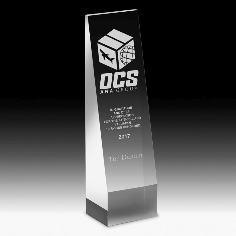 Laser Engraved Angeled Obelisk Award - 9"