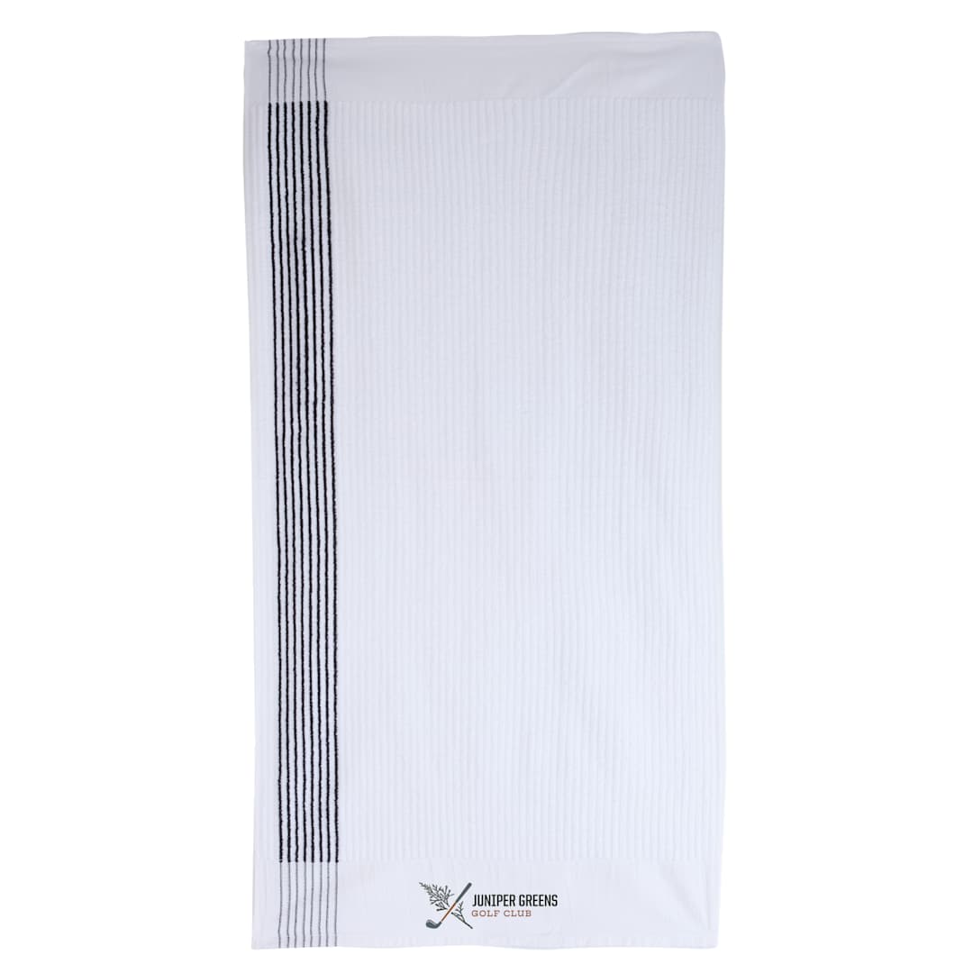 Front View of Black 22" x 44" Caddy Golf Towel