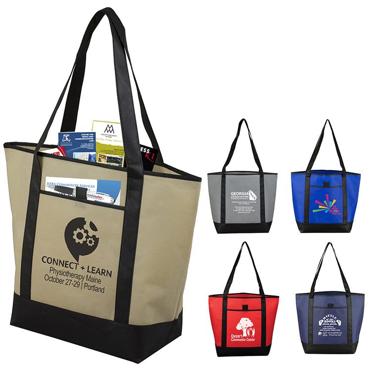 17-1/2"W x 13-1/2"H x 6"Gusset - "The CITY" Convention, Corporate, Travel and Beach Tote Bag