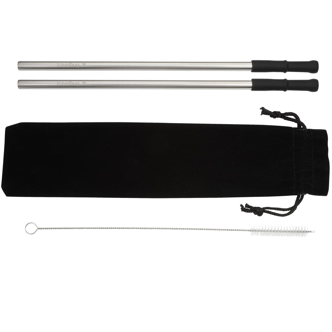 Silver Reusable Stainless steel Straw Set with Brush