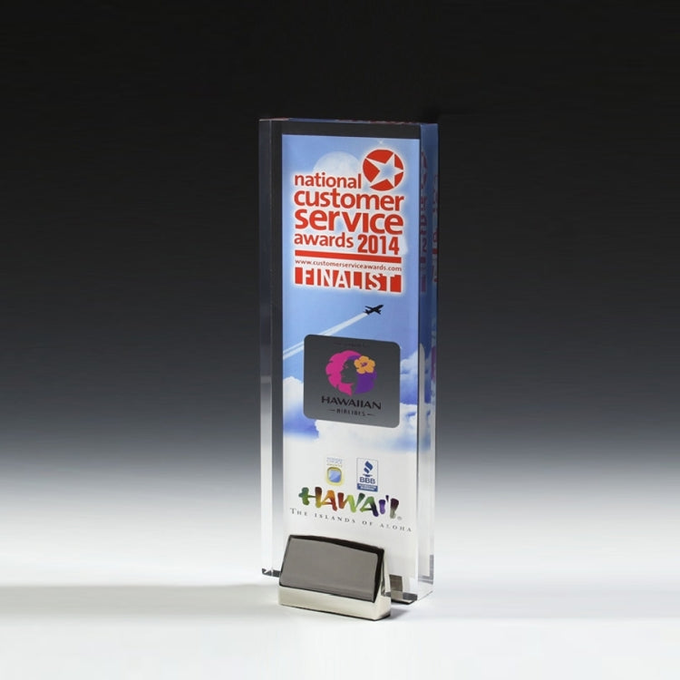 Rectangle Award w/ Chrome Base (3 1/2" x 9" x 3/4") - 4CP Imprint