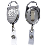 "Pataskala" 30” Cord Shiny Chrome Finish Solid Metal Retractable Badge Reel and Badge Holder with L