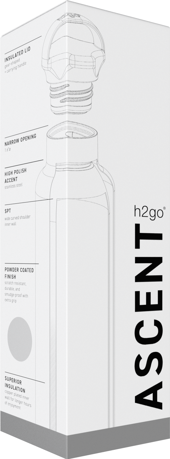 matte black 24 oz h2go ascent - powder