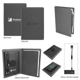 GRAY Recycled Power Folio With Wireless Charger & Power Bank