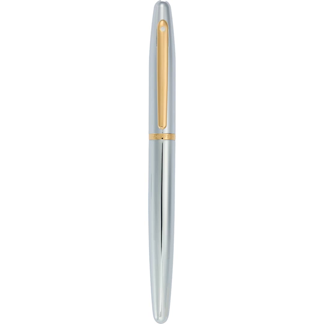 Front View of Silver Sheaffer® VFM Polished Chrome with Gold Roller Bal