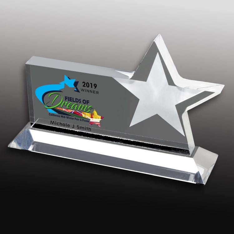Clear Horizontal Acrylic Star Award - Screen Printed