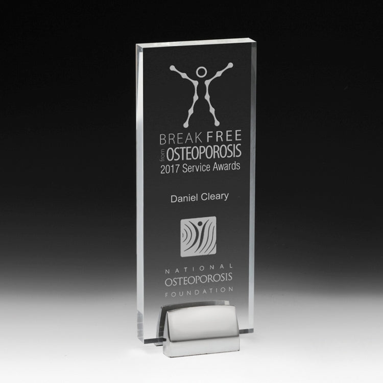 Rectangle Award w/ Chrome Base (3 1/2" x 9" x 3/4") - 4CP Imprint