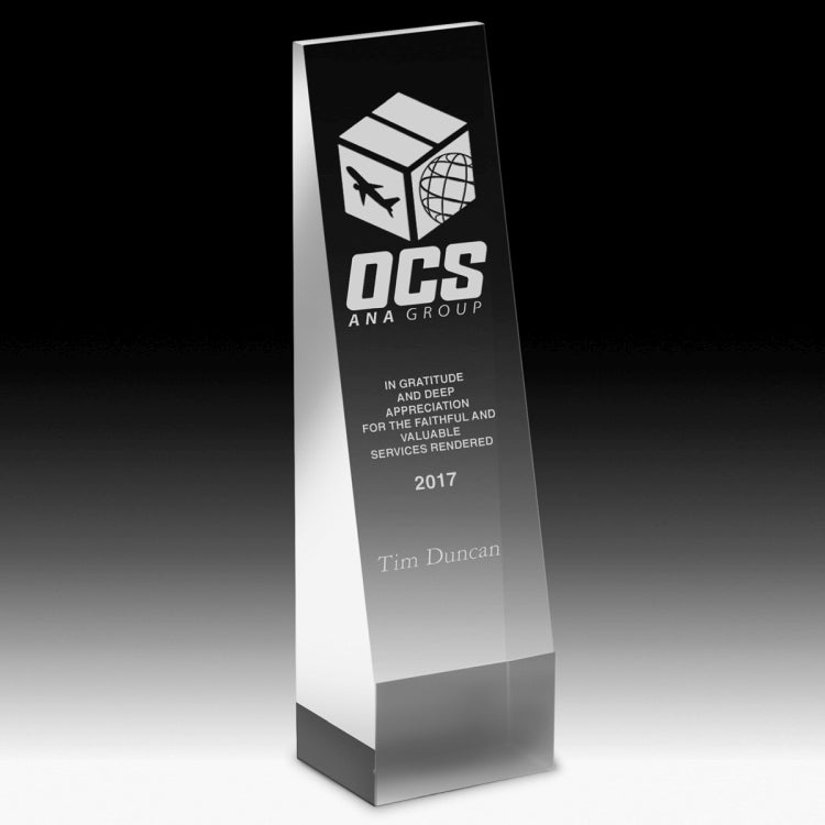 Laser Engraved Angled Obelisk Award - 6"