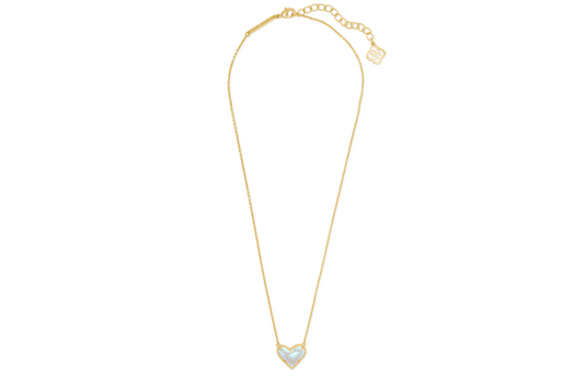 Kendra Scott Ari Heart Gold Pendant Necklace in Dichroic Glass