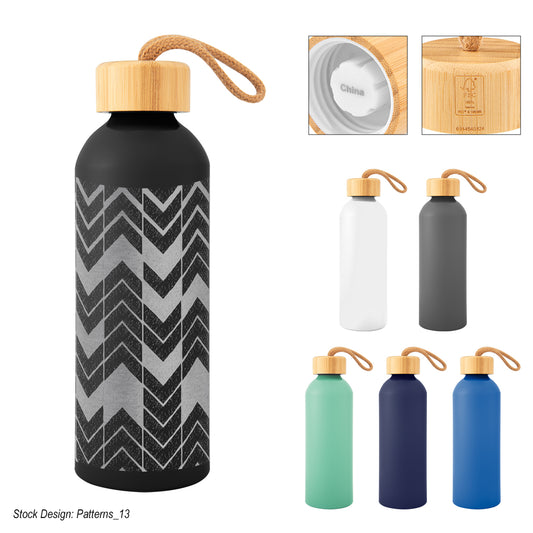BLACK 25 Oz. Full Laser Blaire Recycled Aluminum Bottle With Bamboo Lid
