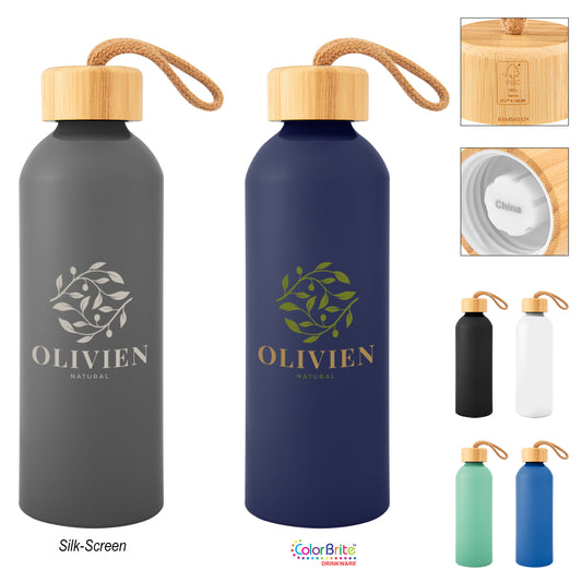 BLACK 25 Oz. Blaire Recycled Aluminum Bottle With Bamboo Lid