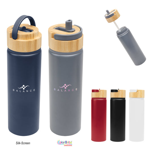 BLACK 27 Oz. Ellis Recycled Aluminum Bottle With Bamboo Lid