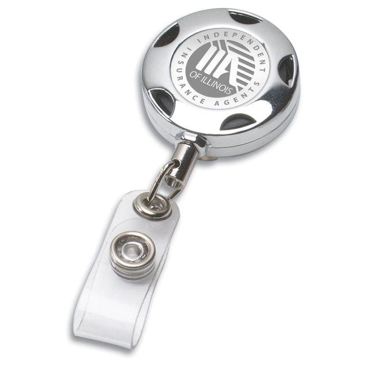 32" Cord Round Chrome Solid Metal Sport Retractable Badge Reel & Badge Holder