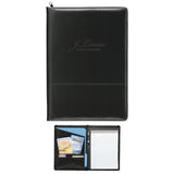 Front View of Black Good Value™ Script Zippered Padfolio
