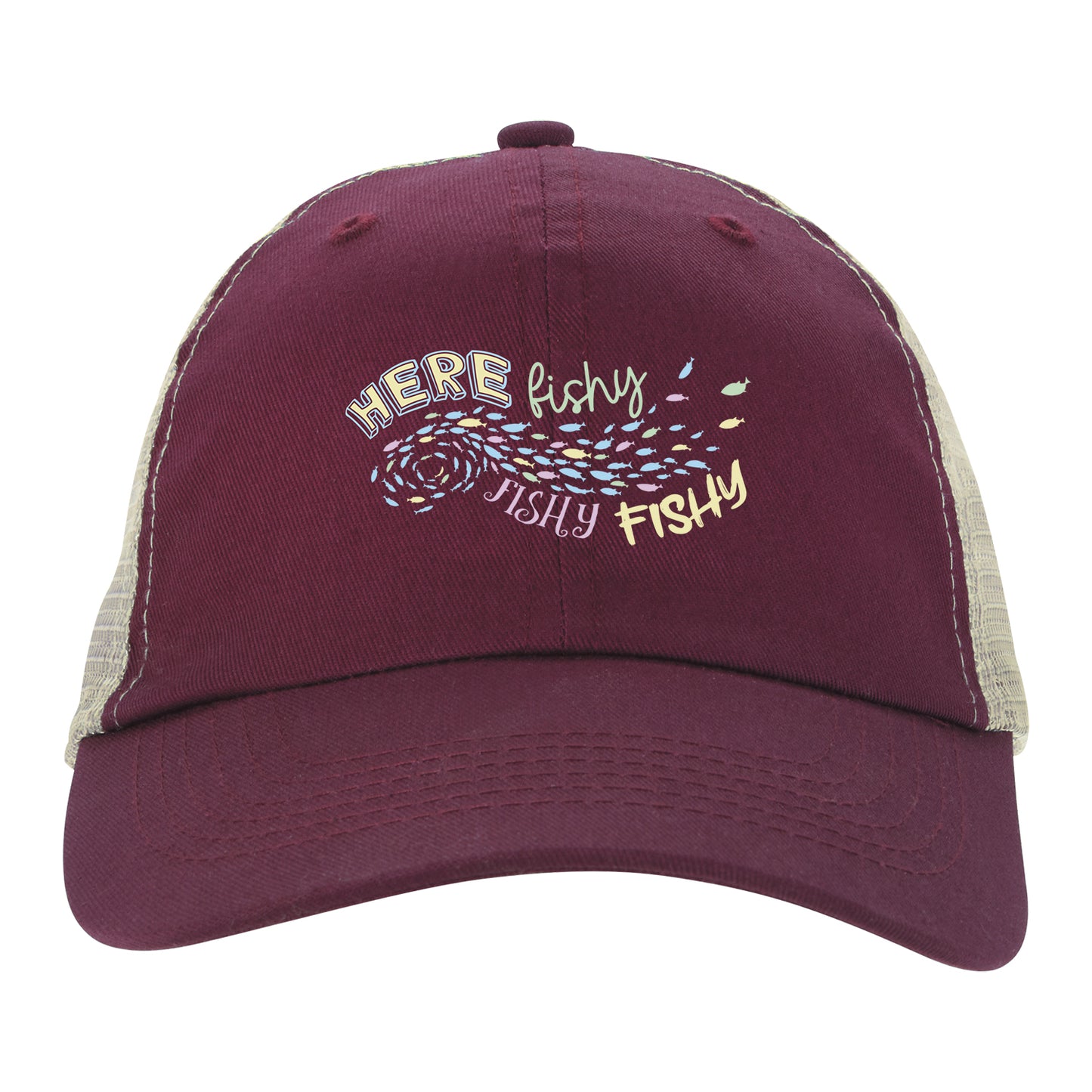 Front View of Black/Tea Stain Double Nickle Trucker Meshback Cap