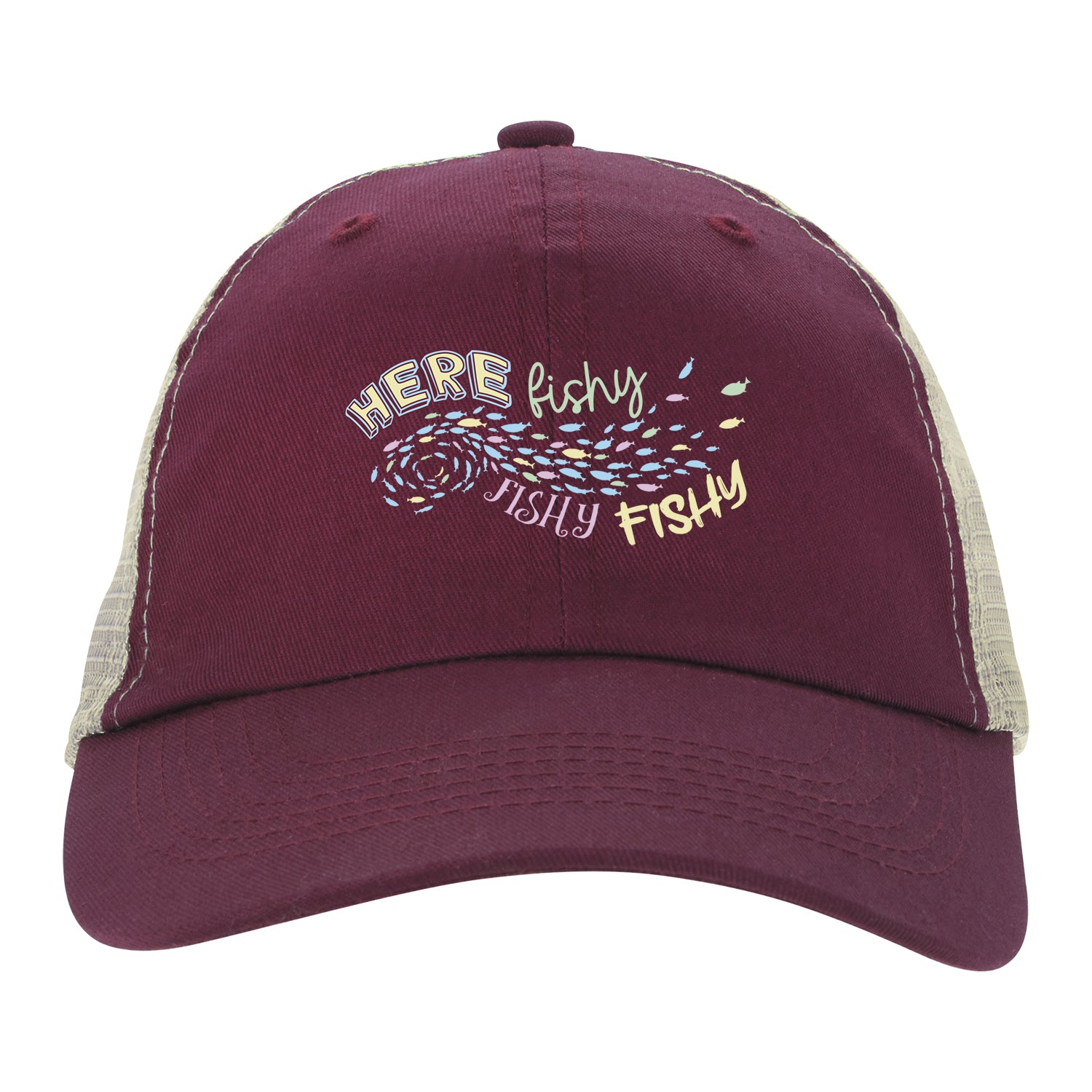 Front View of Black/Tea Stain Double Nickle Trucker Meshback Cap