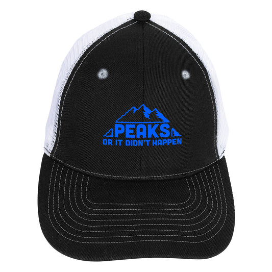 Front View of Black/Gray Mid-Profile Accent Mesh Snapback Cap