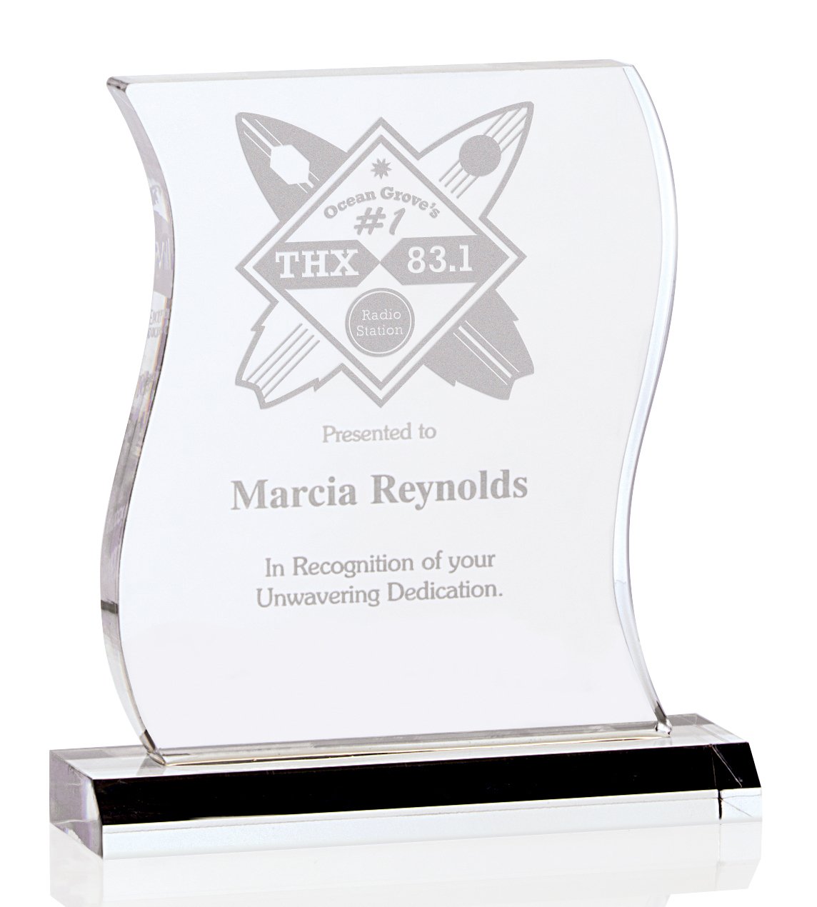 Front View of Clear JAFFA® Metamorphosis Award