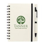 Front View of Black Good Value™ BoC Recycled Paper Spiral Notebook with Pen