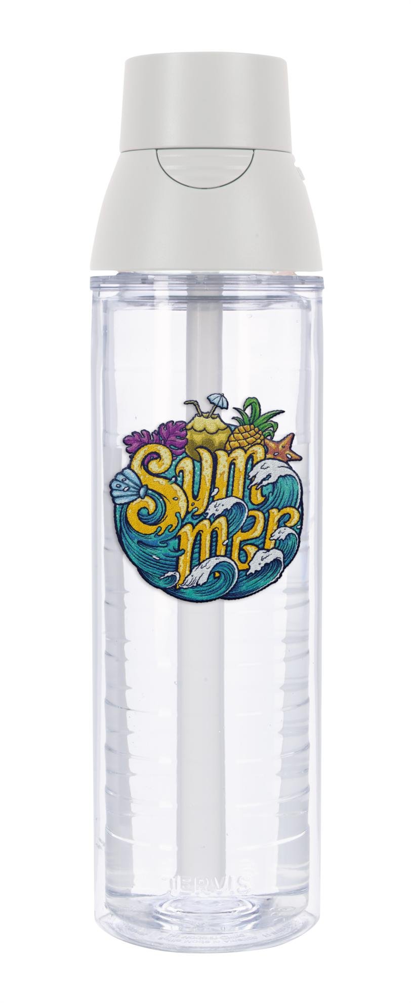 Front View of Clear Tervis® Venture™ Lite Bottle Enhanced Embroidered Emblem - 24 oz.
