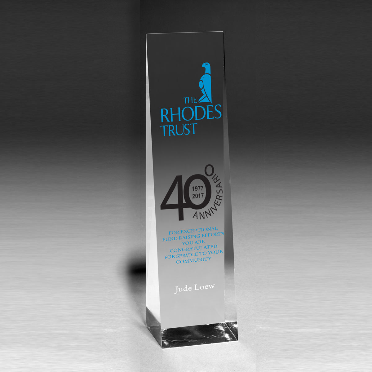 Screen Printed Angeled Obelisk Award - 9 1/2"