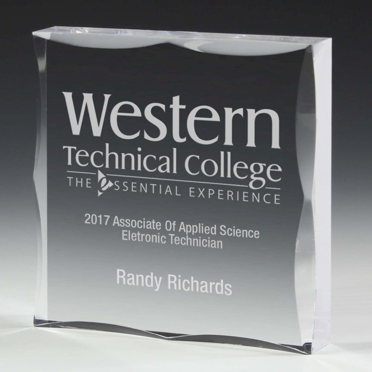 Scalloped Acrylic Paperweight Awards - 4” x 4” x 3/4” 4-Color Process