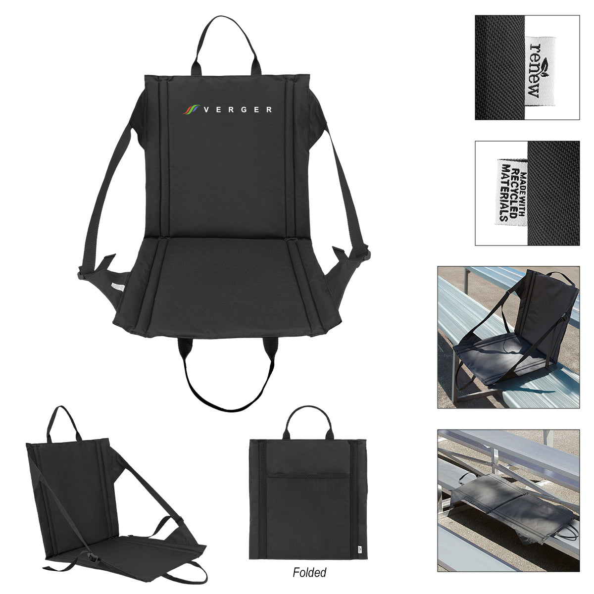 BLACK Foldable rPET Stadium Chair