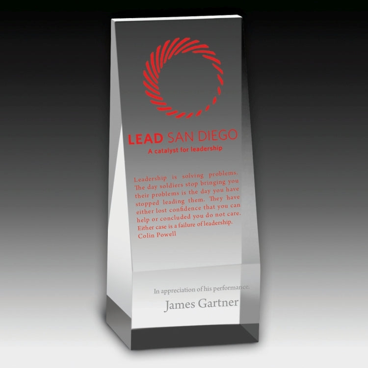 Laser Engraved Angled Obelisk Award - 6"