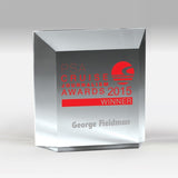 Beveled Elegant Freestanding Awards- Laser Engraved - (5" x 5" x 1¼")
