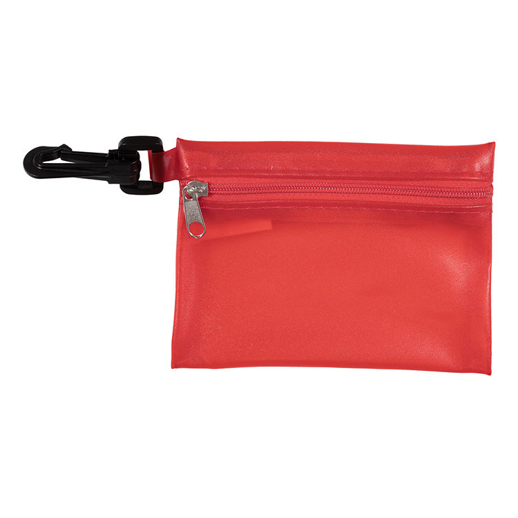 Earbud Tech Kit with Microfiber Cleaning Cloth In Translucent Carabiner Zipper Pouch