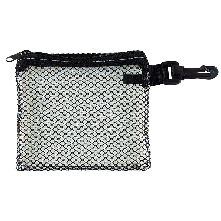 “TechMesh Charge” Mobile Tech Earbud and Charger Kit in Mesh Zipper Pouch Components inserted into Z