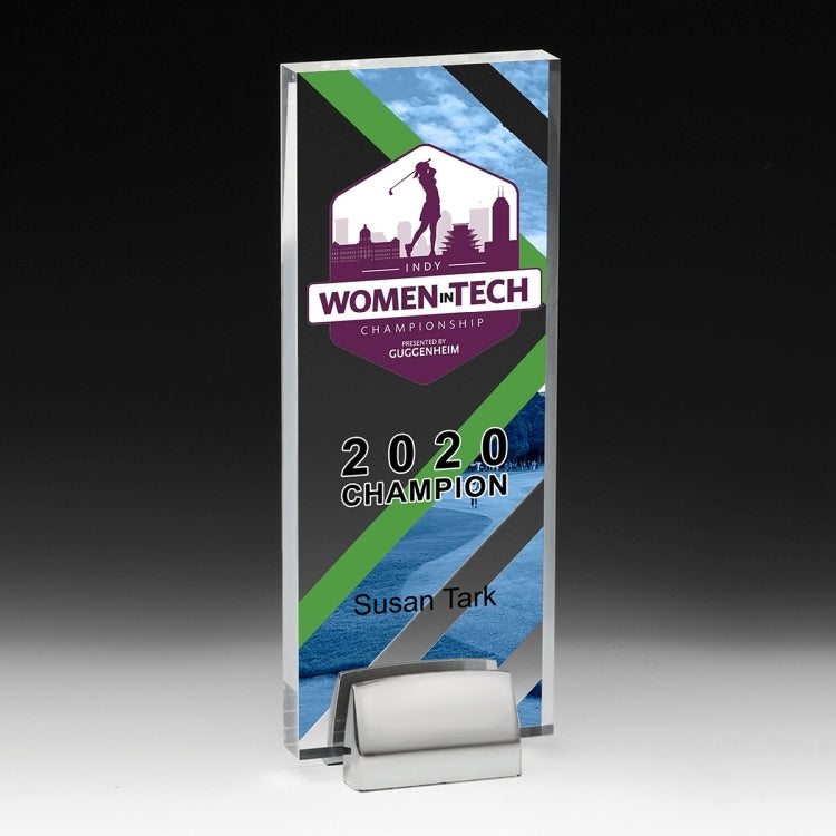 Rectangle Award w/ Chrome Base (3 1/2" x 9" x 3/4") - 4CP Imprint
