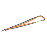 Front View of Pink Recycled Polyester Rainbow Lanyard