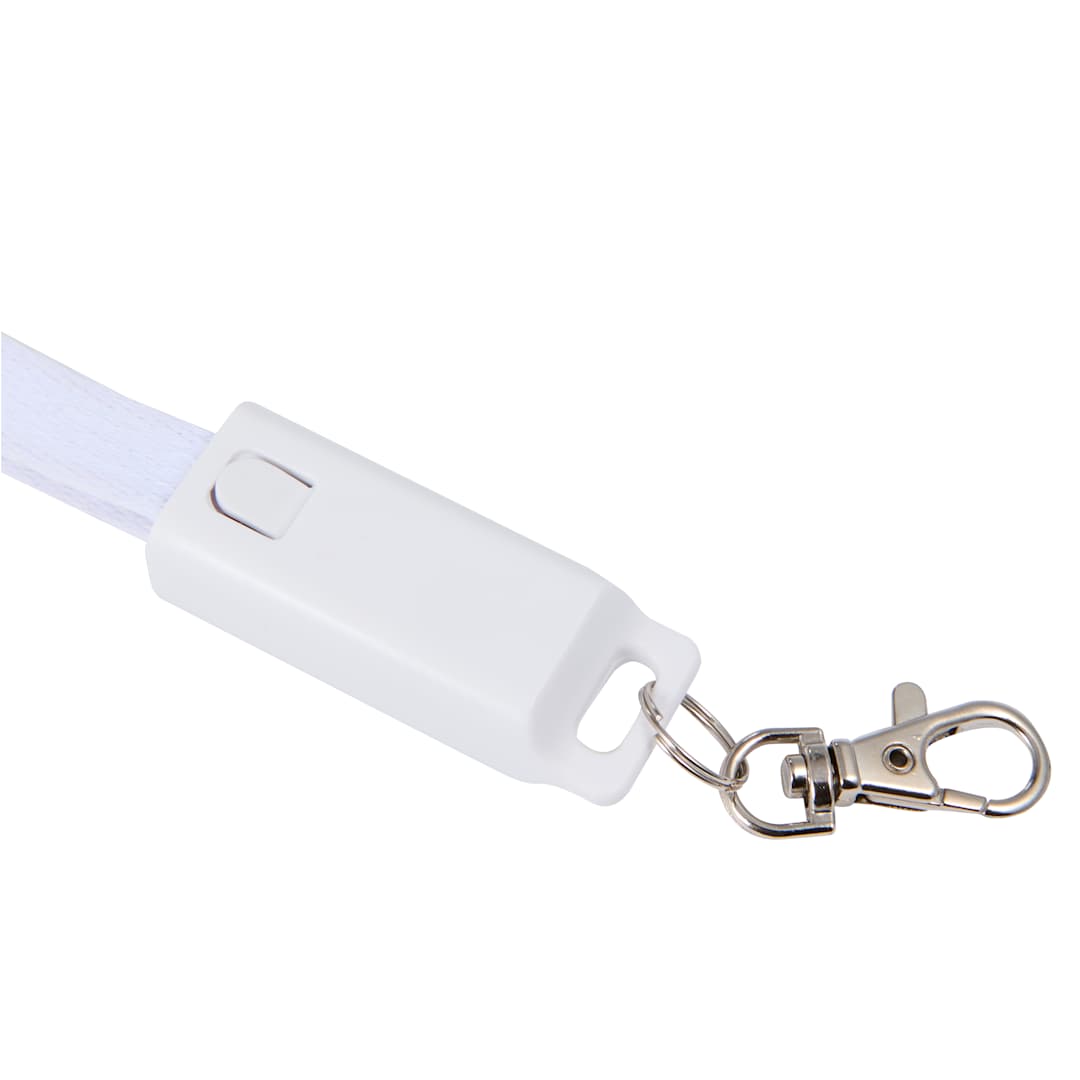 Front View of White 5-in-1 40W PD Charging Cable Lanyard