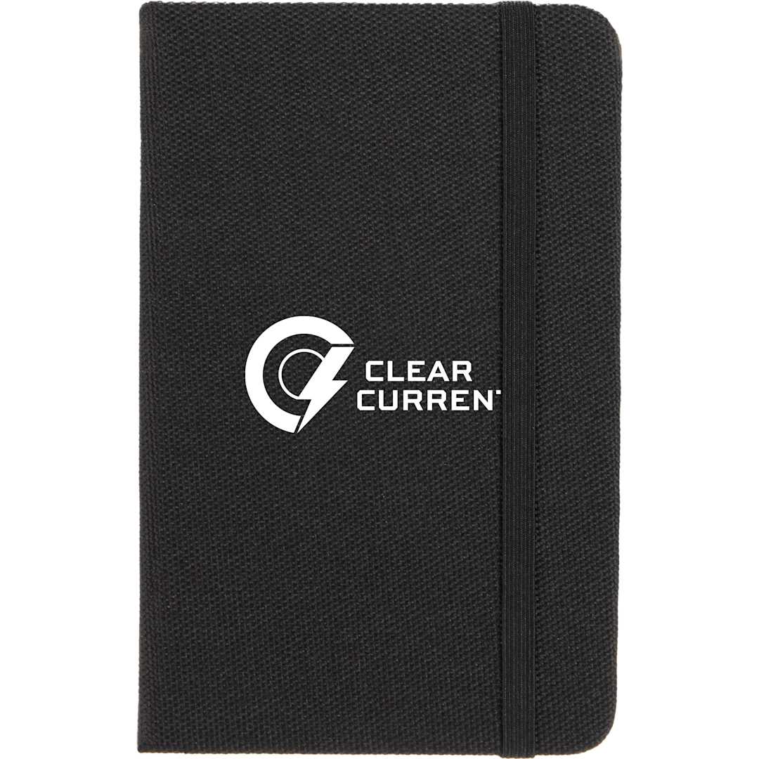 Front View of Black 3.5" x 5.5" Recycled PET Pocket Bound Journal