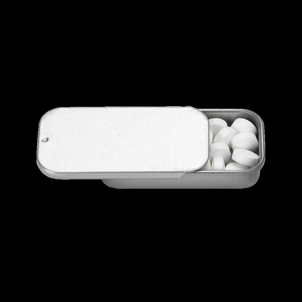 2" x 1" Small Silver Rectangular Slider Tin with Mints