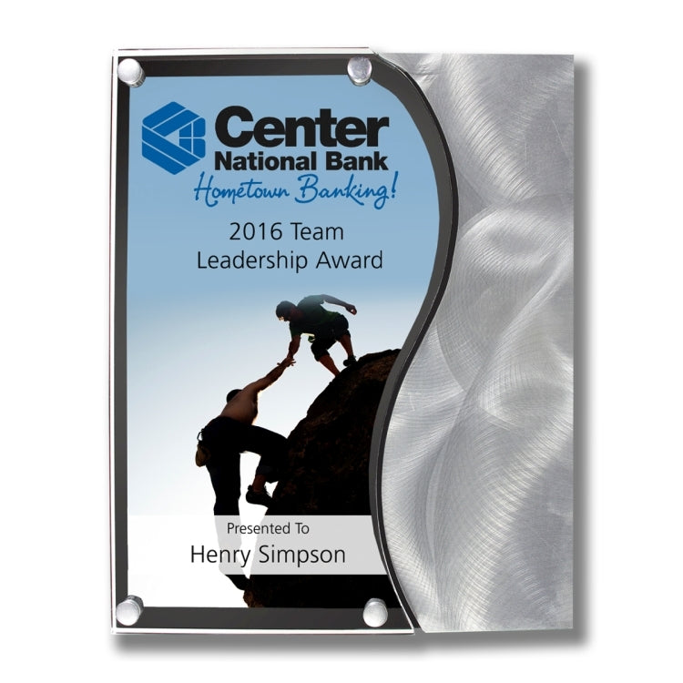 Vantage Plaque w/Curved Accent - Screen Printed - (8" x 10")