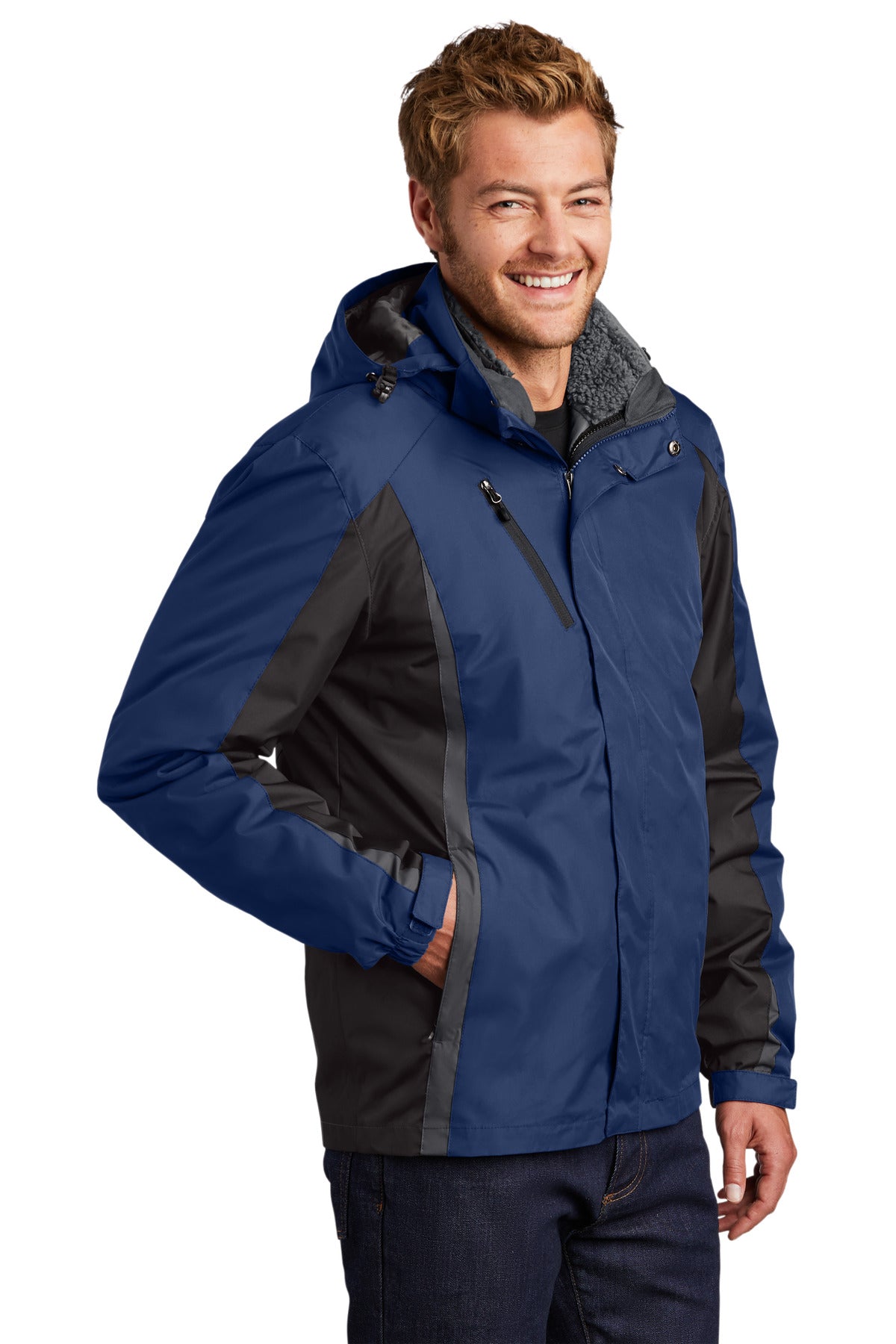 Ad Blu/Blk/Gry Port Authority Colorblock 3-in-1 Jacket. J321