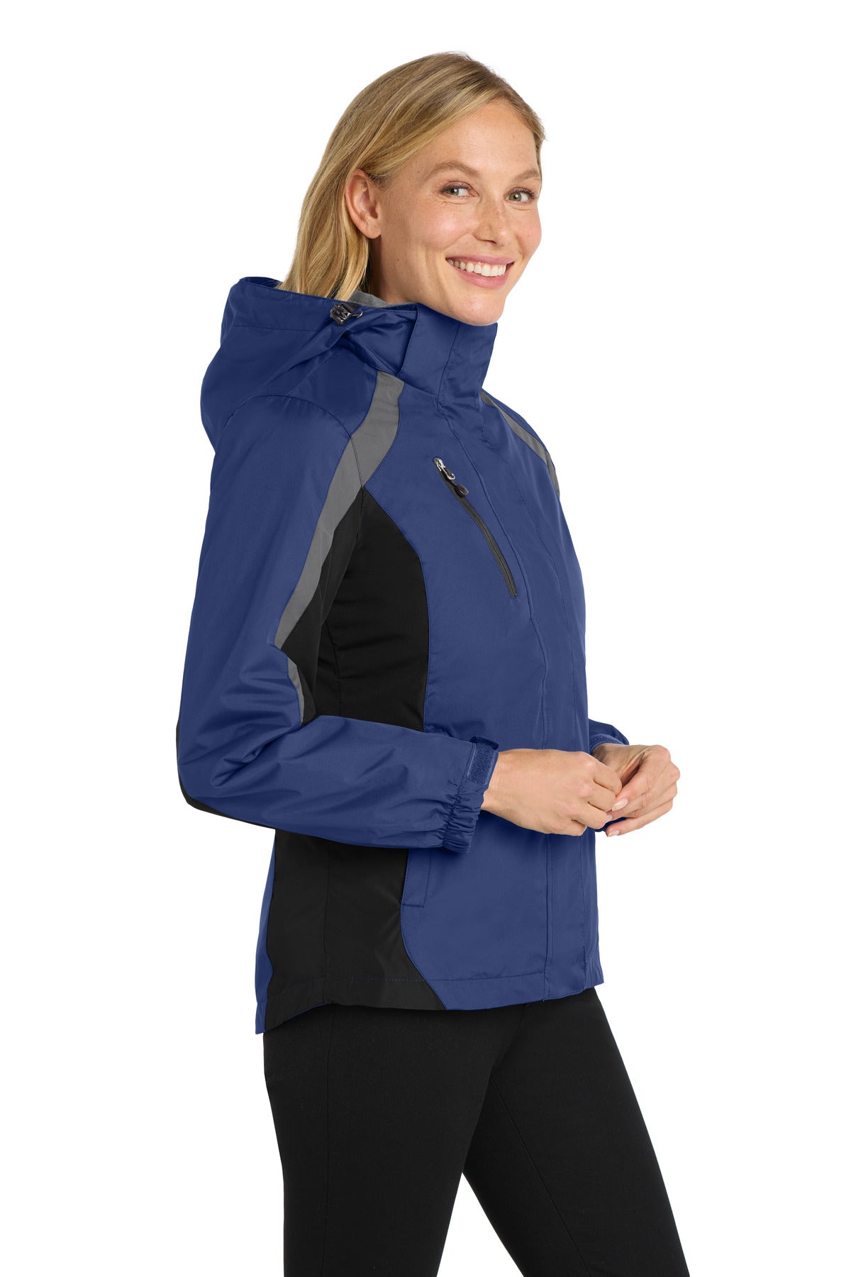 Ad Blu/Blk/Gry Port Authority Women's Colorblock 3-in-1 Jacket. L321