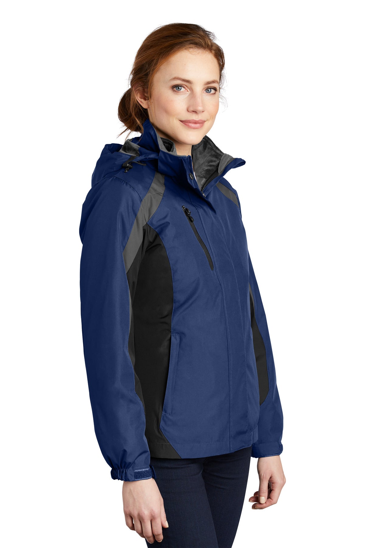 Ad Blu/Blk/Gry Port Authority Women's Colorblock 3-in-1 Jacket. L321