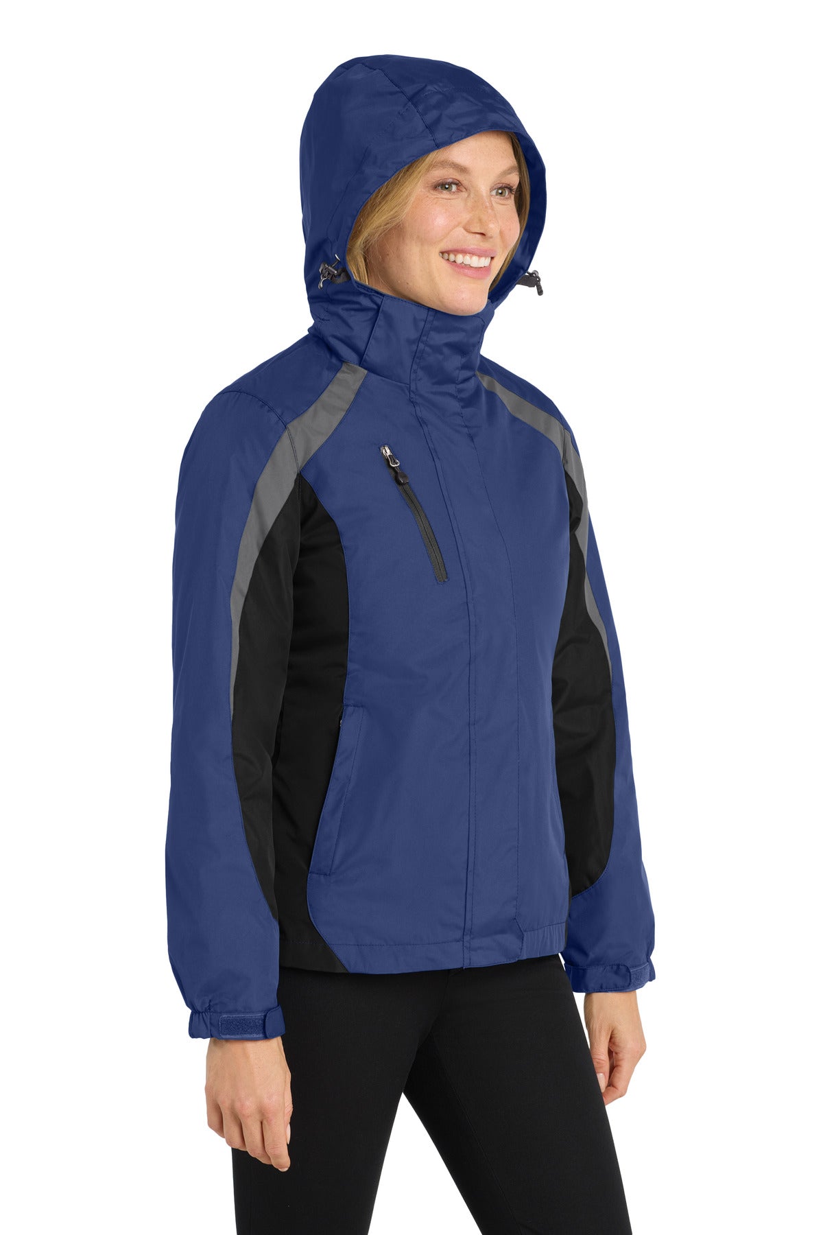 Ad Blu/Blk/Gry Port Authority Women's Colorblock 3-in-1 Jacket. L321