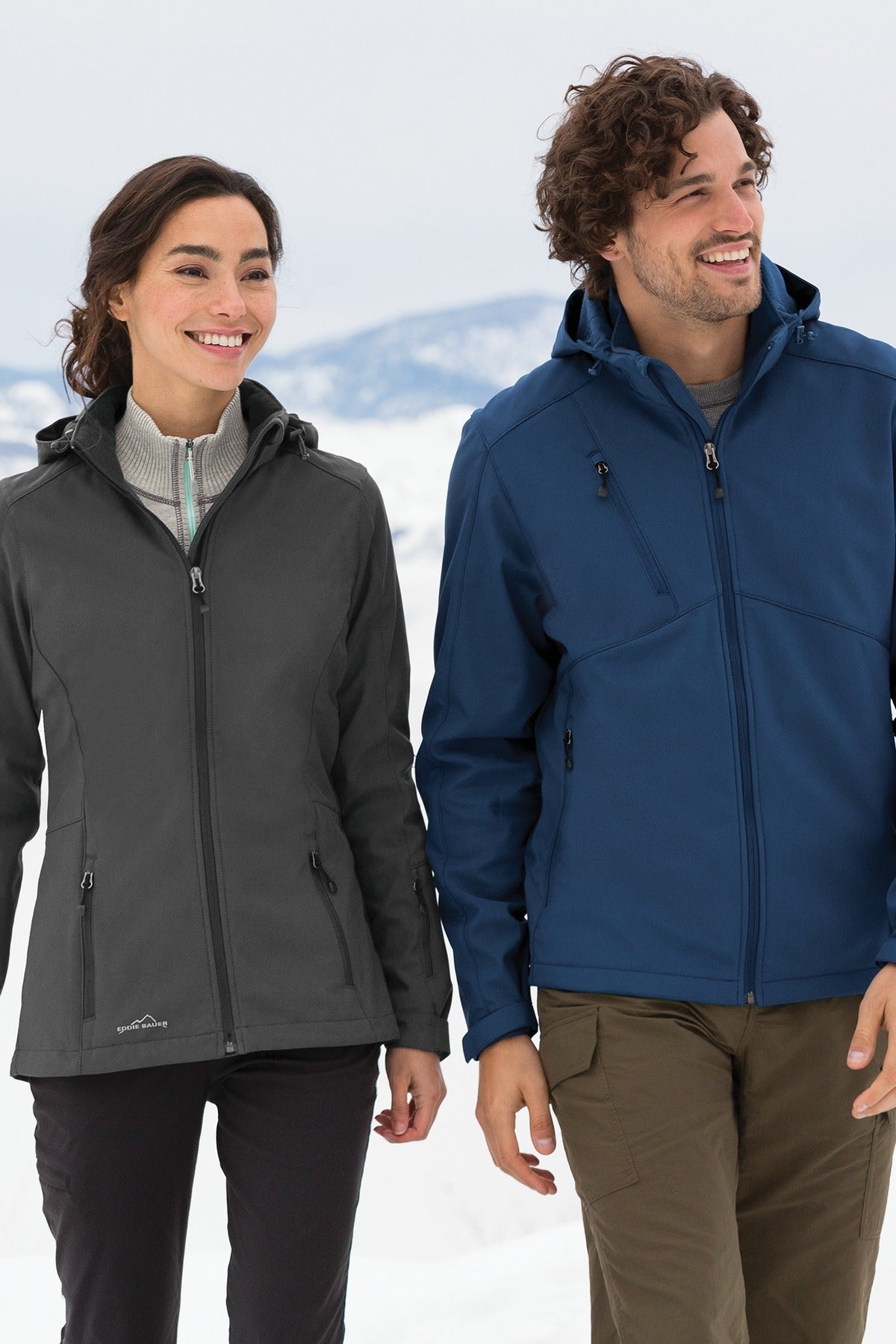 Admiral Blue Eddie Bauer Hooded Soft Shell Parka. EB536