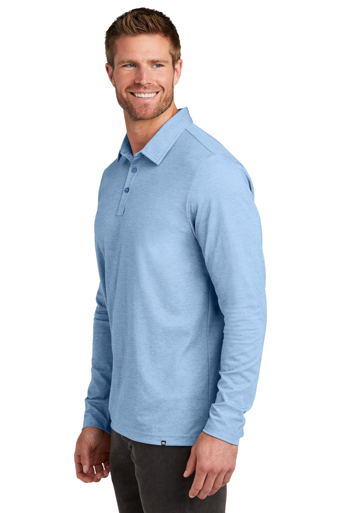 AllureHthr TravisMathew Oceanside Heather Long Sleeve Polo TM1MZ343
