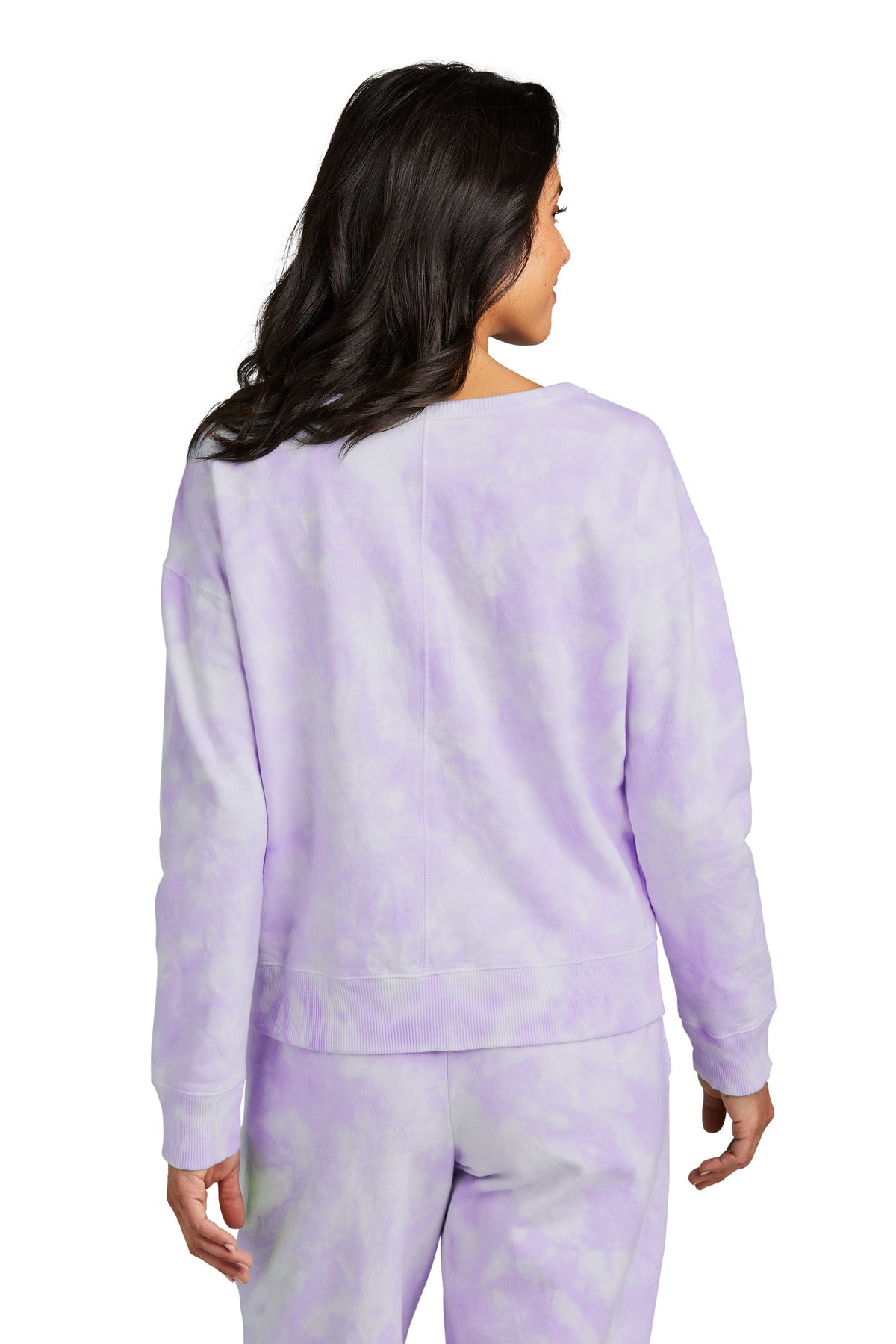 Amethyst Port & Company Women's Beach Wash Cloud Tie-Dye V-Neck Sweatshirt LPC140V