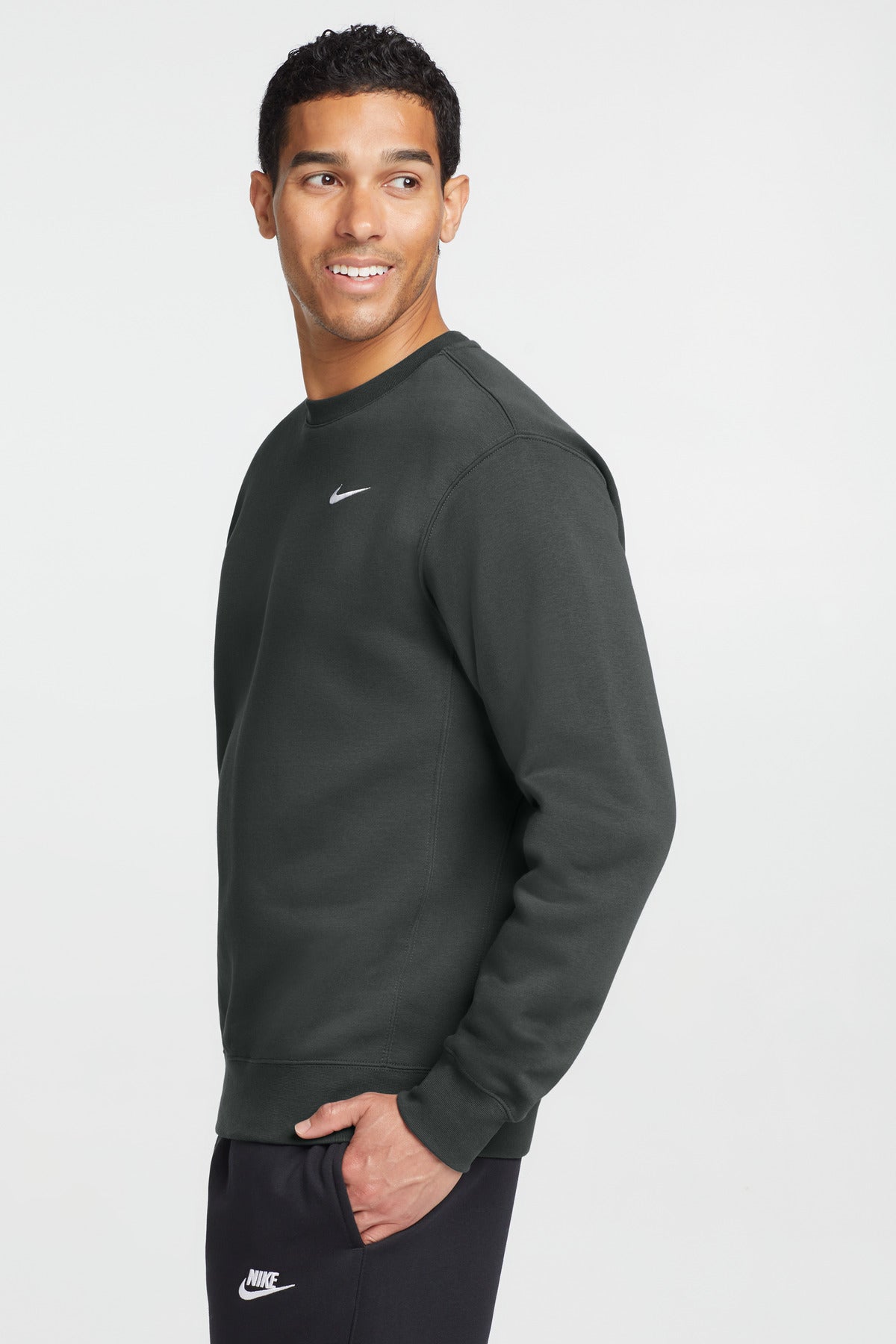 Anthracite Nike Club Fleece Crew CJ1614