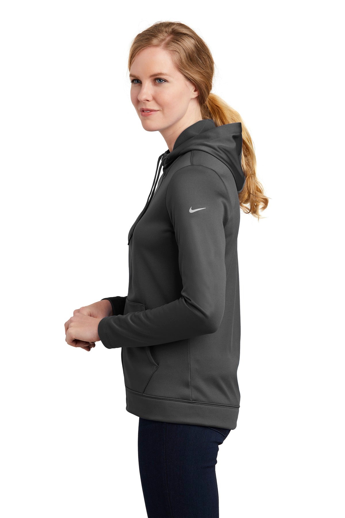 Anthracite Nike Women's Therma-FIT Full-Zip Fleece Hoodie. NKAH6264