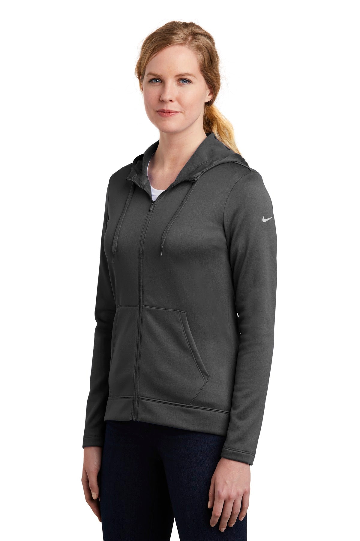 Anthracite Nike Women's Therma-FIT Full-Zip Fleece Hoodie. NKAH6264