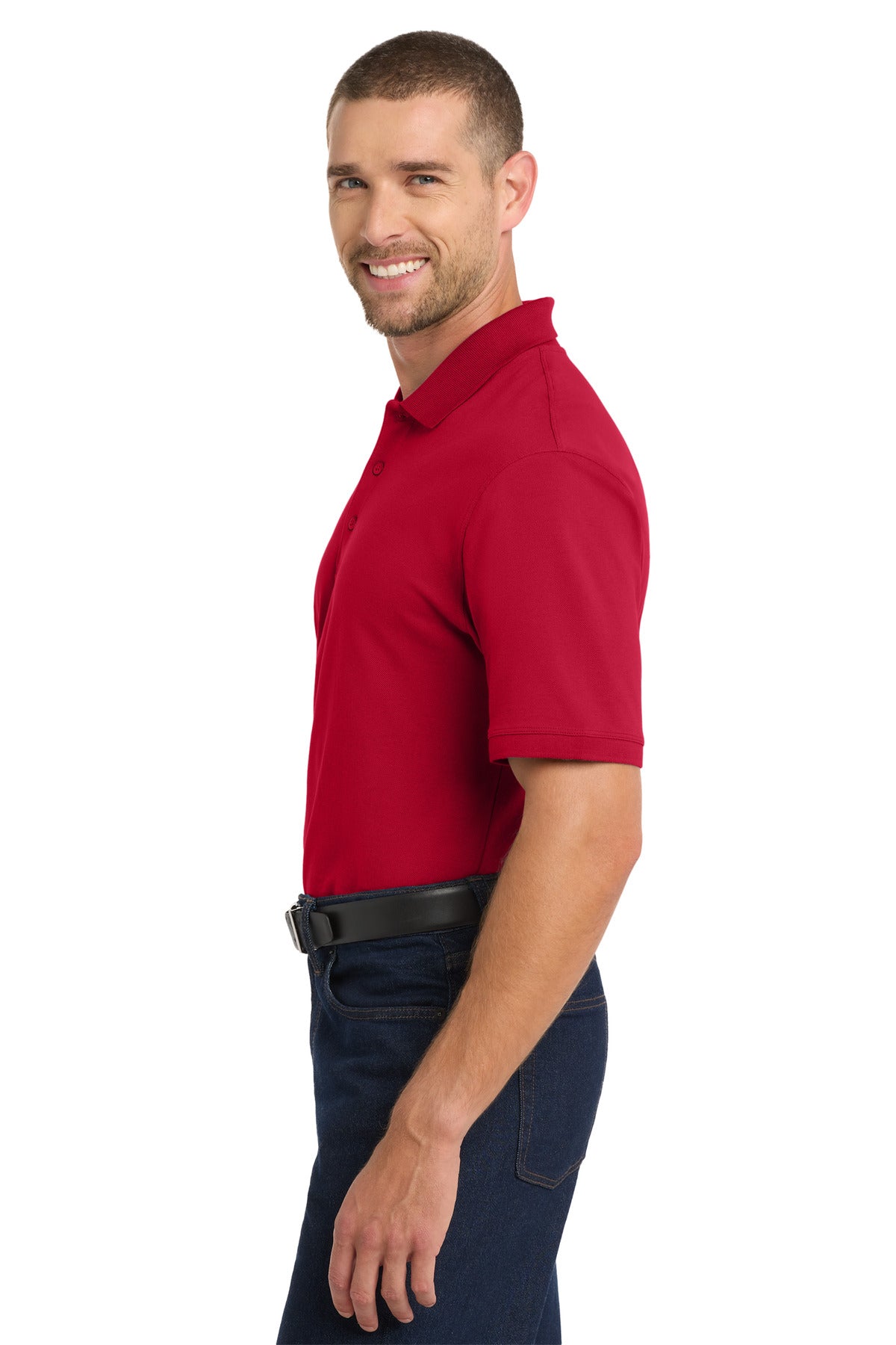 Apple Red Port Authority EZCotton Polo. K8000