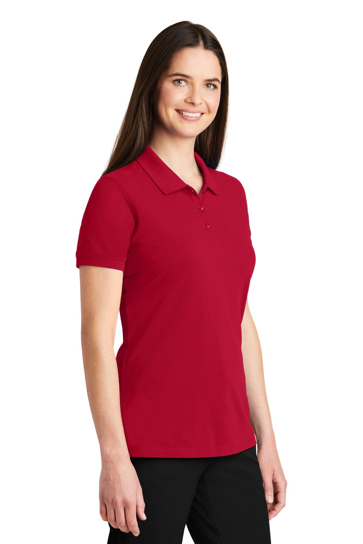 Apple Red Port Authority Women's EZCotton Polo. LK8000