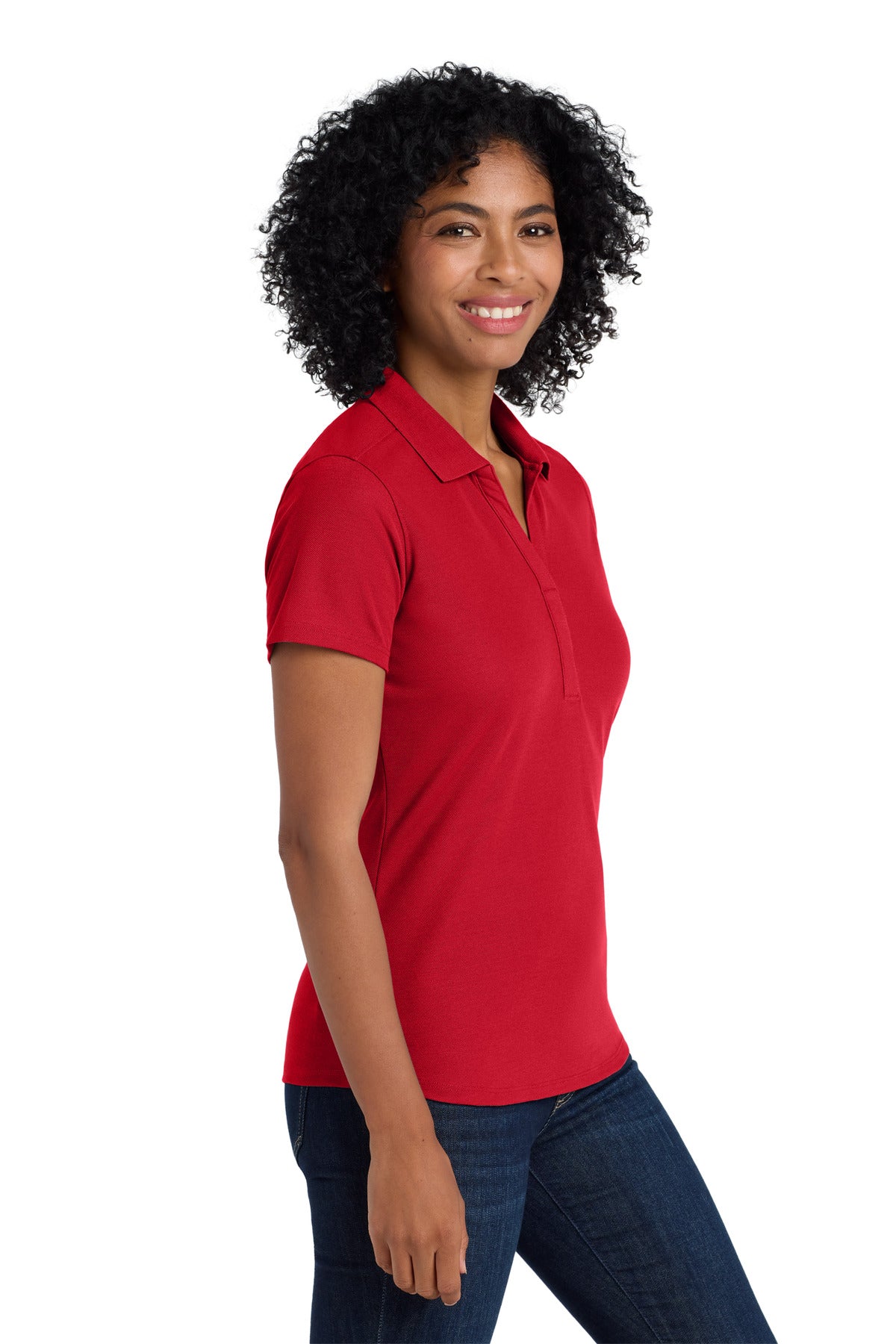 Apple Red Port Authority Women's EZPerformance Pique Polo. LK600